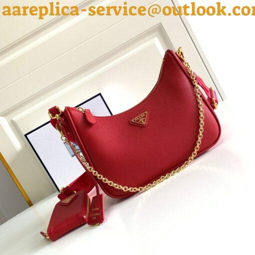 Replica Prada Re-Edition 2005 Shoulder Bag In Red Saffiano Leather 6