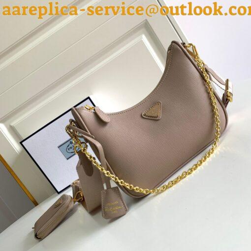 Replica Prada Re-Edition 2005 Shoulder Bag In Taupe Saffiano Leather 4