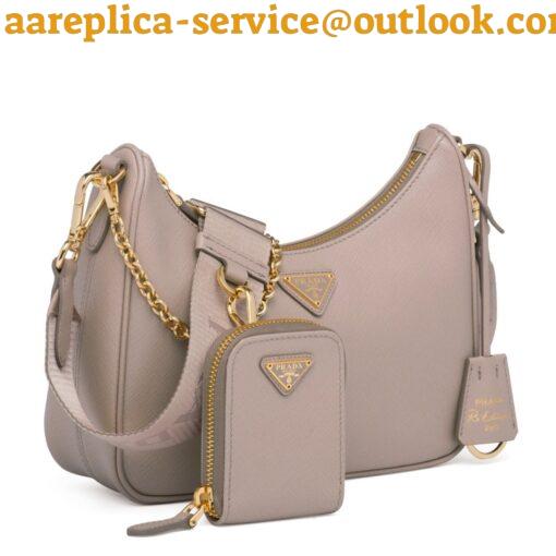 Replica Prada Re-Edition 2005 Shoulder Bag In Taupe Saffiano Leather 11