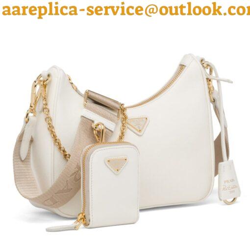 Replica Prada Re-Edition 2005 Shoulder Bag In White Saffiano Leather