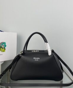 Replica Prada Supernova Medium Top Handle Bag In Black Leather 2