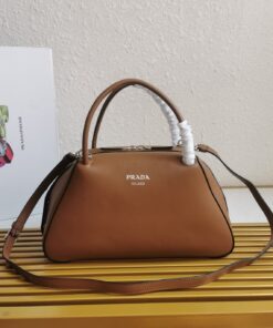 Replica Prada Supernova Medium Top Handle Bag In Brown Leather 2