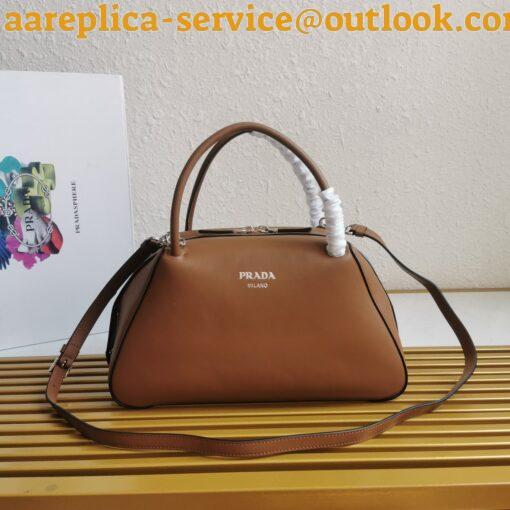 Replica Prada Supernova Medium Top Handle Bag In Brown Leather 2