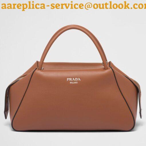 Replica Prada Supernova Medium Top Handle Bag In Brown Leather 6