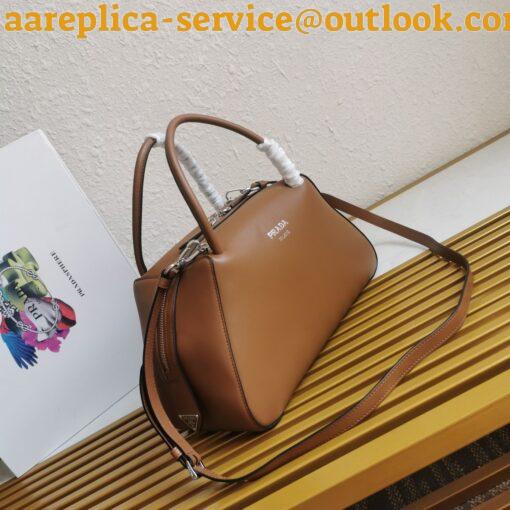 Replica Prada Supernova Medium Top Handle Bag In Brown Leather 7