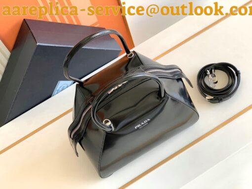 Replica Prada Supernova Small Top Handle Bag In Black Brushed Leather 4