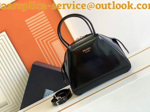 Replica Prada Supernova Small Top Handle Bag In Black Brushed Leather 9