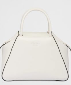 Replica Prada Supernova Small Top Handle Bag In White Leather