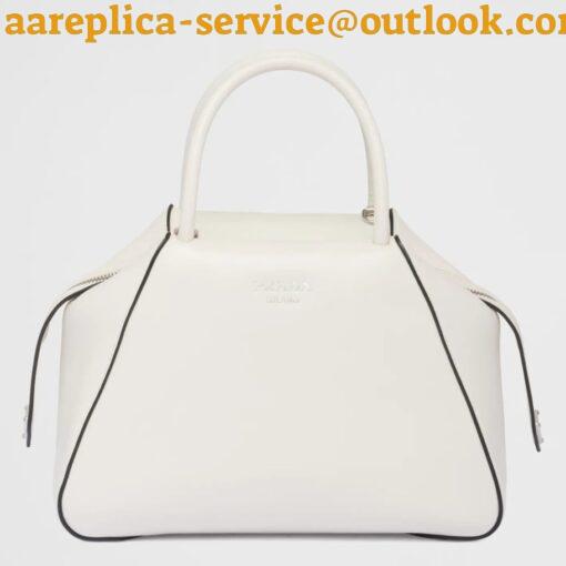 Replica Prada Supernova Small Top Handle Bag In White Leather