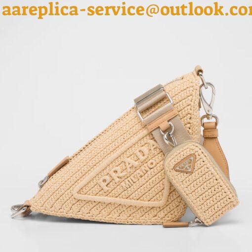 Replica Prada Triangle Crochet Bag in Beige Raffia-effect Yarn