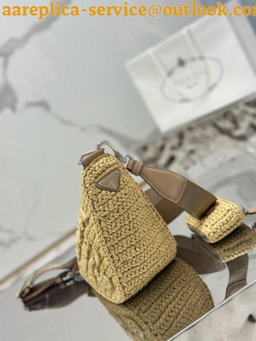 Replica Prada Triangle Crochet Bag in Beige Raffia-effect Yarn 3