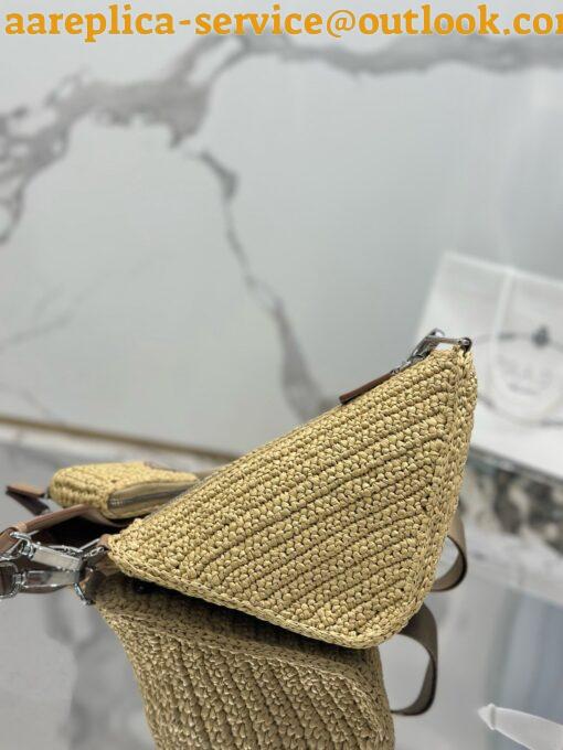 Replica Prada Triangle Crochet Bag in Beige Raffia-effect Yarn 4