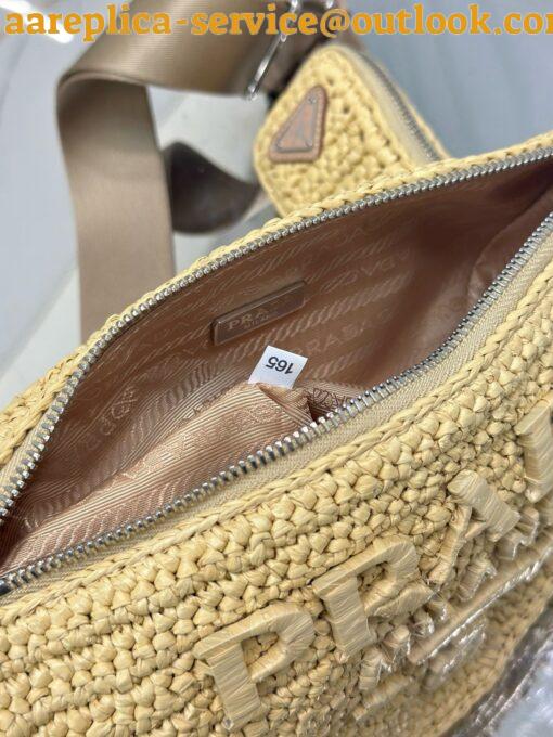 Replica Prada Triangle Crochet Bag in Beige Raffia-effect Yarn 6