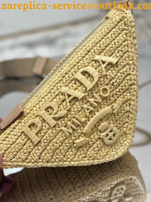 Replica Prada Triangle Crochet Bag in Beige Raffia-effect Yarn 8