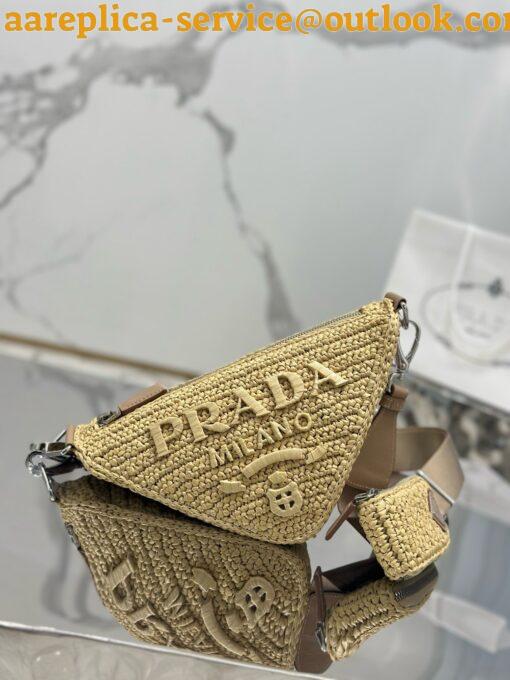 Replica Prada Triangle Crochet Bag in Beige Raffia-effect Yarn 9