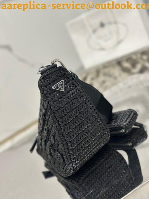 Replica Prada Triangle Crochet Bag in Black Raffia-effect Yarn 6