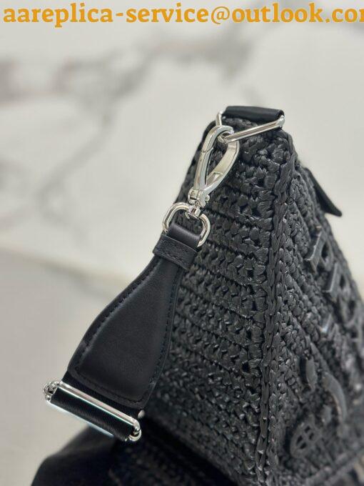 Replica Prada Triangle Crochet Bag in Black Raffia-effect Yarn 8