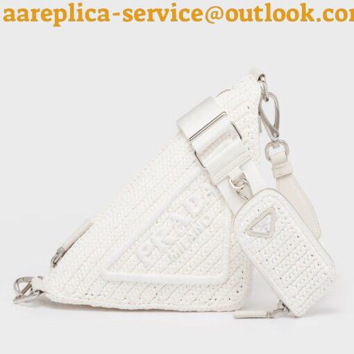 Replica Prada Triangle Crochet Bag in White Raffia-effect Yarn 2