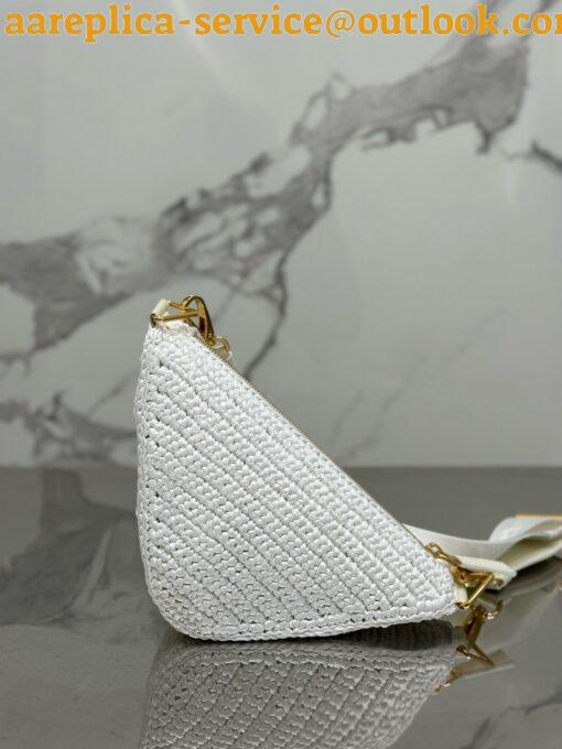 Replica Prada Triangle Crochet Bag in White Raffia-effect Yarn 4