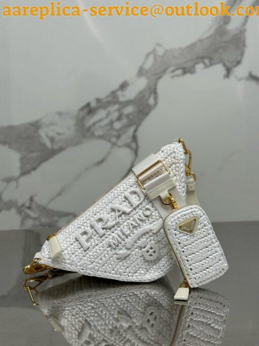 Replica Prada Triangle Crochet Bag in White Raffia-effect Yarn 5