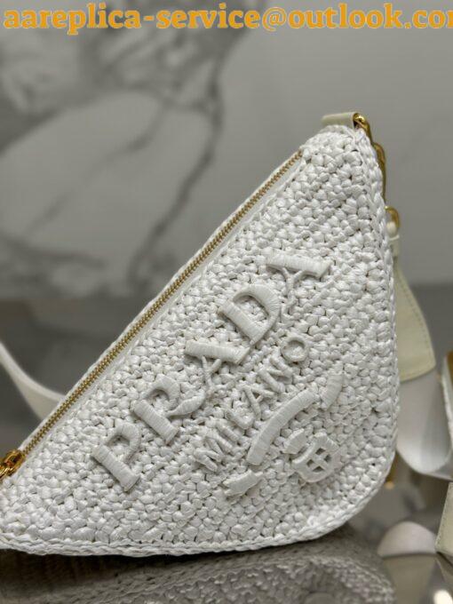 Replica Prada Triangle Crochet Bag in White Raffia-effect Yarn 6