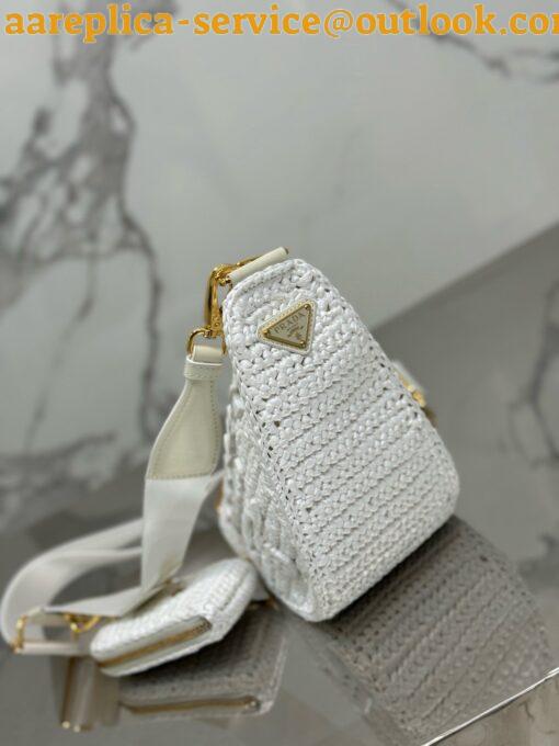 Replica Prada Triangle Crochet Bag in White Raffia-effect Yarn 7