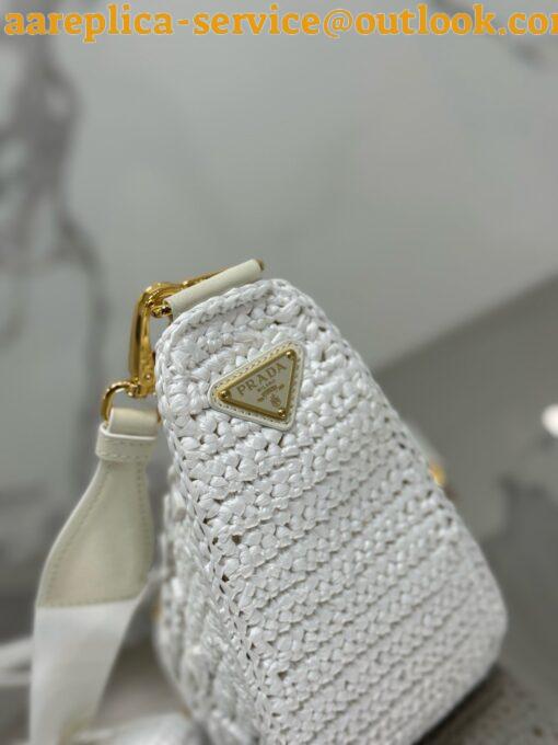 Replica Prada Triangle Crochet Bag in White Raffia-effect Yarn 8