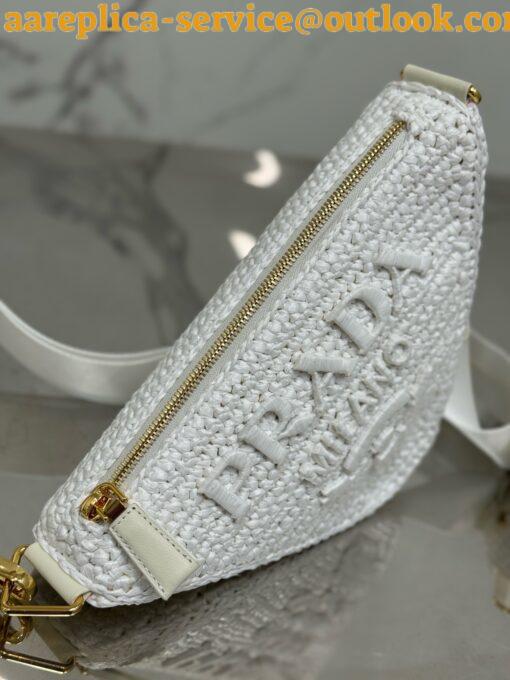 Replica Prada Triangle Crochet Bag in White Raffia-effect Yarn 11