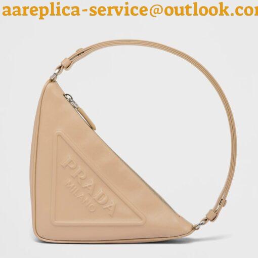 Replica Prada Triangle Pouch Bag In Beige Calfskin