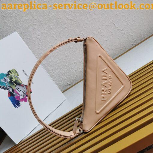 Replica Prada Triangle Pouch Bag In Beige Calfskin 3