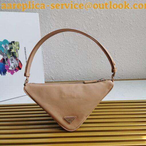 Replica Prada Triangle Pouch Bag In Beige Calfskin 6