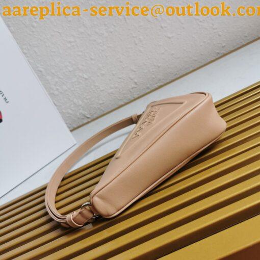 Replica Prada Triangle Pouch Bag In Beige Calfskin 7