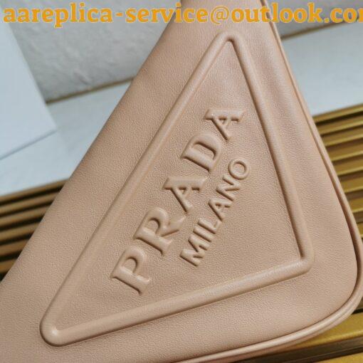 Replica Prada Triangle Pouch Bag In Beige Calfskin 9