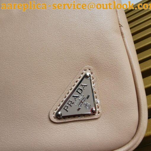 Replica Prada Triangle Pouch Bag In Beige Calfskin 10