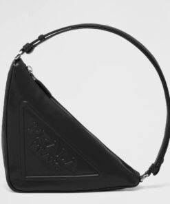 Replica Prada Triangle Pouch Bag In Black Calfskin