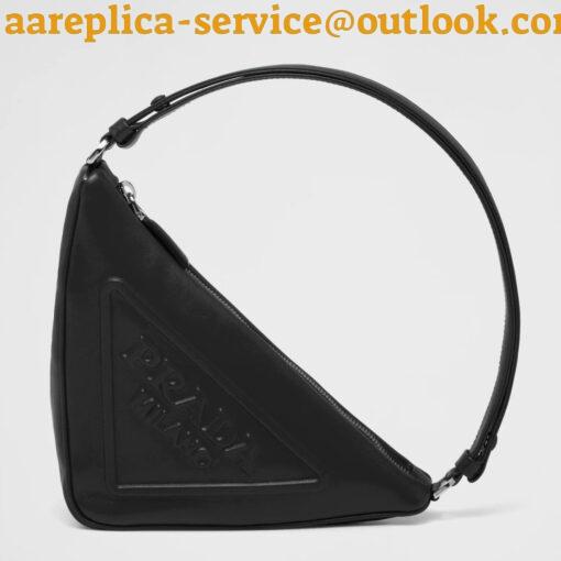 Replica Prada Triangle Pouch Bag In Black Calfskin