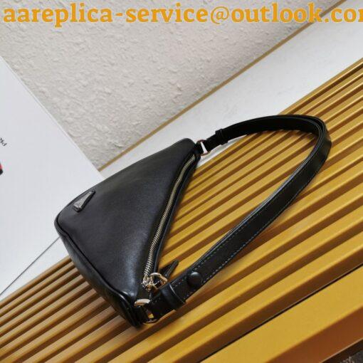 Replica Prada Triangle Pouch Bag In Black Calfskin 5