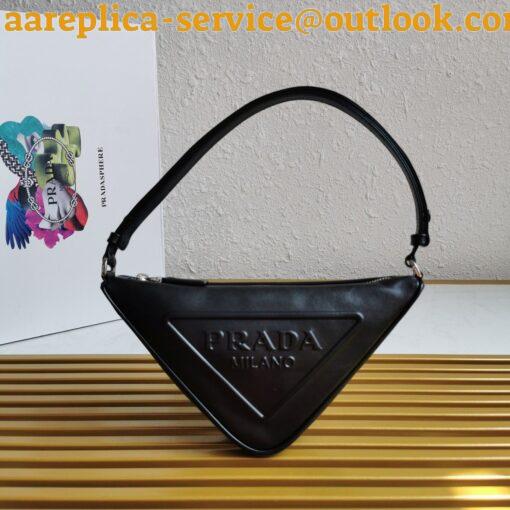 Replica Prada Triangle Pouch Bag In Black Calfskin 6