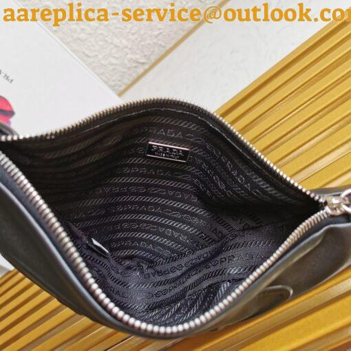 Replica Prada Triangle Pouch Bag In Black Calfskin 7