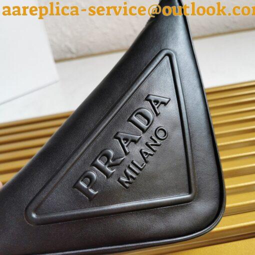 Replica Prada Triangle Pouch Bag In Black Calfskin 10