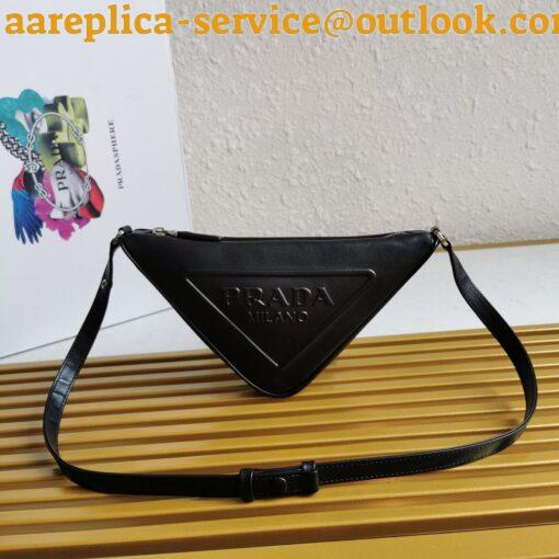 Replica Prada Triangle Pouch Bag In Black Calfskin 11