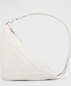 Replica Prada Triangle Shoulder Bag In White Calfskin