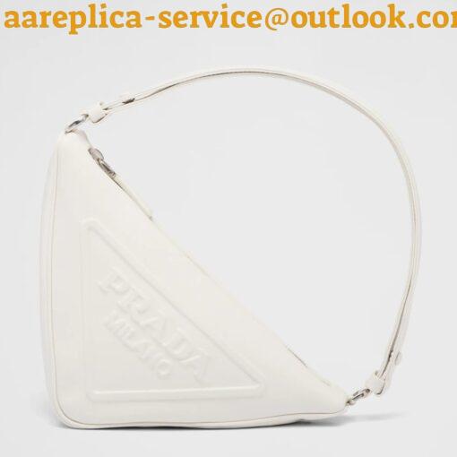 Replica Prada Triangle Shoulder Bag In White Calfskin