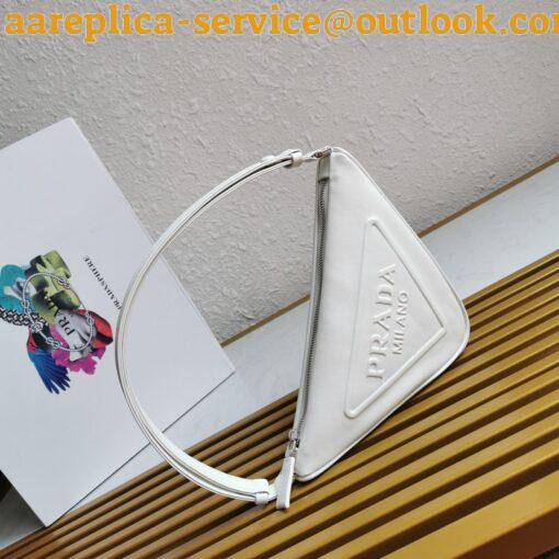 Replica Prada Triangle Pouch Bag In White Calfskin 4