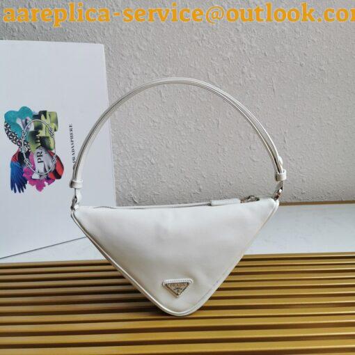 Replica Prada Triangle Pouch Bag In White Calfskin 5