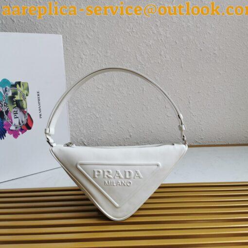 Replica Prada Triangle Pouch Bag In White Calfskin 7