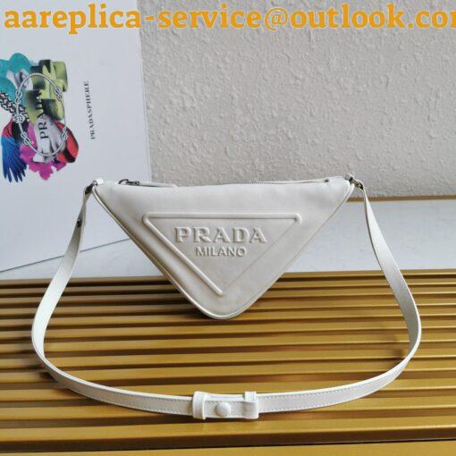 Replica Prada Triangle Pouch Bag In White Calfskin 8