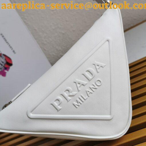 Replica Prada Triangle Pouch Bag In White Calfskin 9