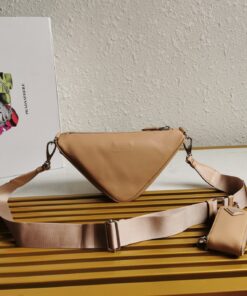 Replica Prada Triangle Shoulder Bag In Beige Calfskin