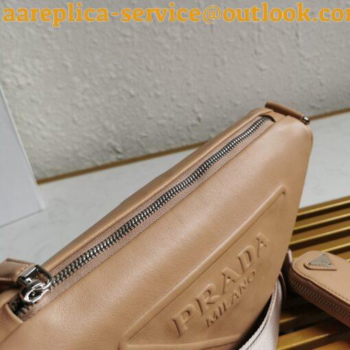 Replica Prada Triangle Shoulder Bag In Beige Calfskin 15